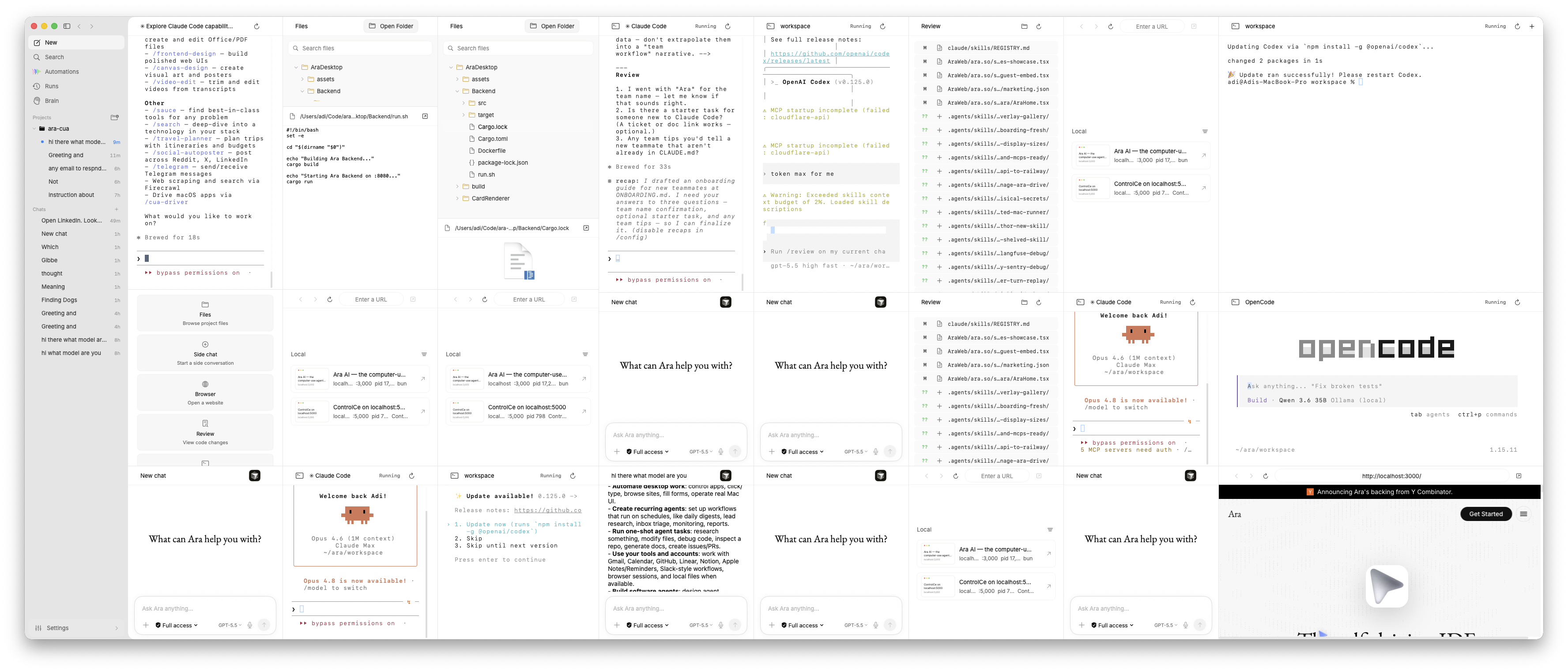 Ara Desktop showing mission control for multi-agent work